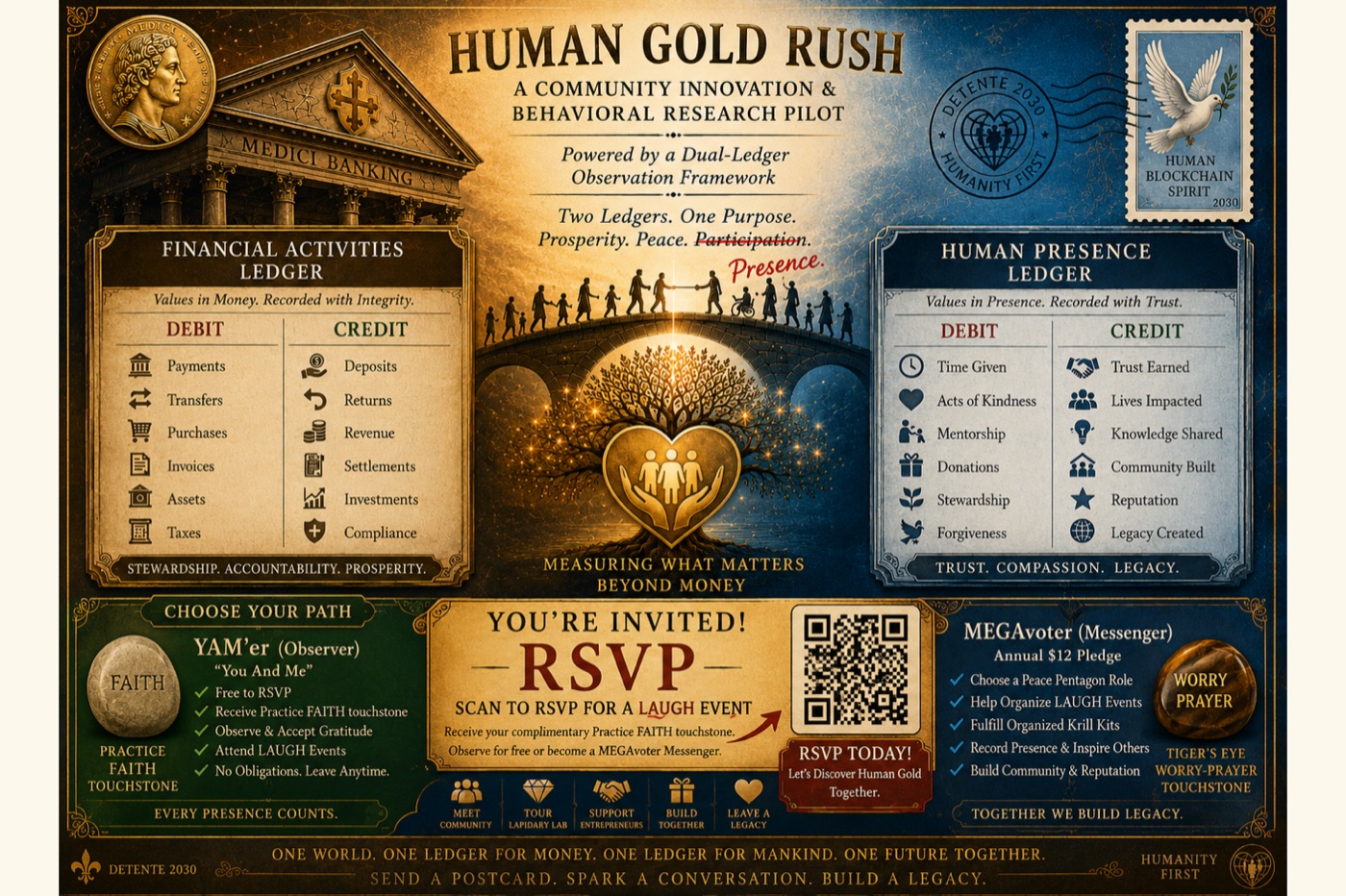 Human Gold Rush RSVP postcard