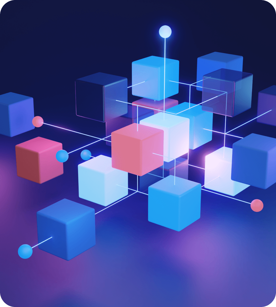 A bunch of cubes are connected to each other
