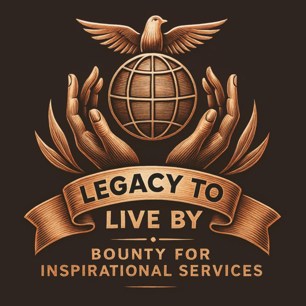 LBB_Emblem A brown and gold logo with hands holding a globe.