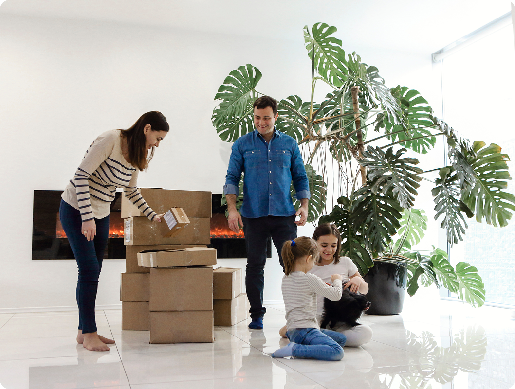 home2 (1) A family is moving into their new home.